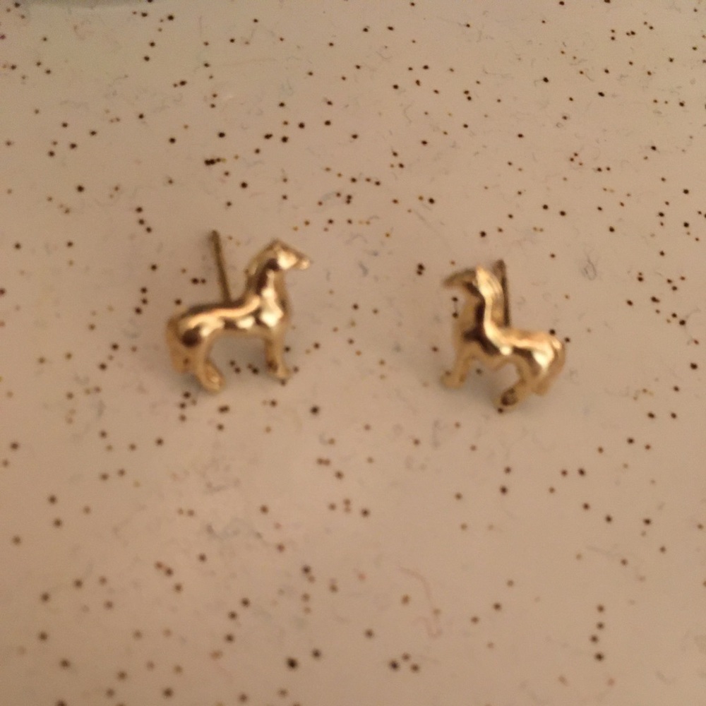 14k Gold Horse Earrings